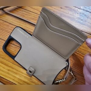 Bandolier Tan IPhone 14 PROMAX Case with Card Holder CROSSBODY BAG